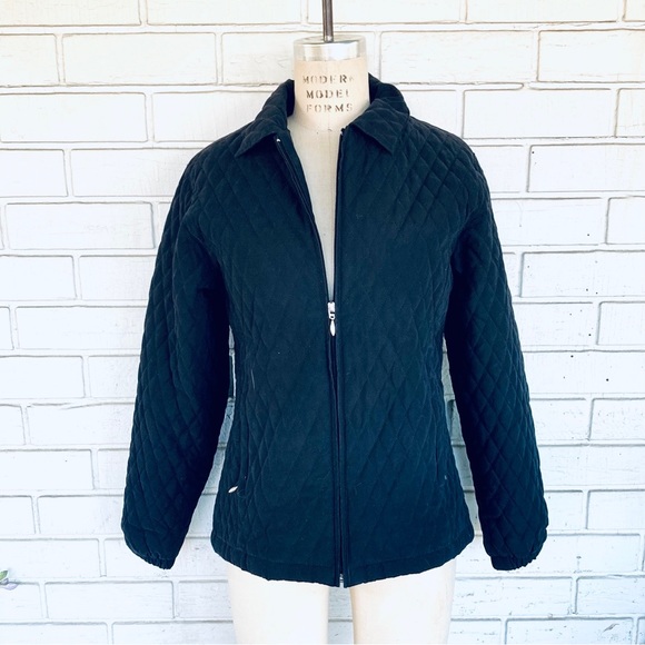 Page and Tuttle Black Small Petite Quilted Jacket Coat - Picture 1 of 13